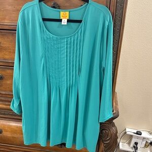 Catherines Turquoise Pleated Blouse